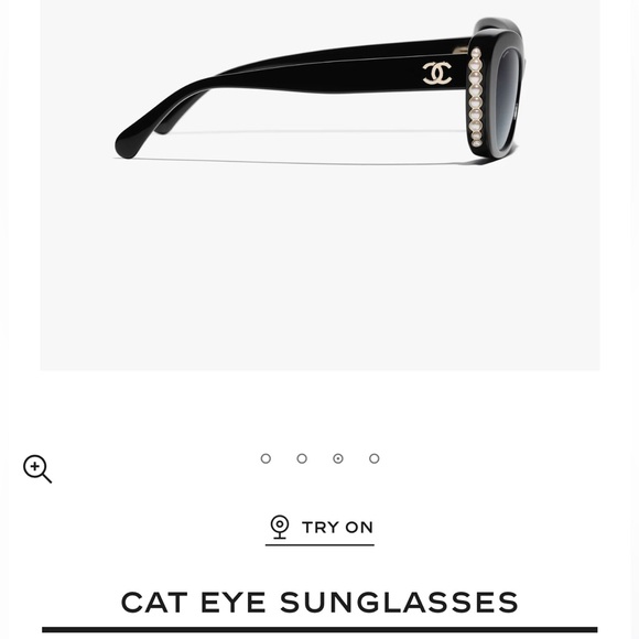 Authentic Chanel CAT EYE SUNGLASSES with pearls - Picture 4 of 5